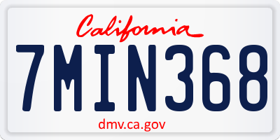 CA license plate 7MIN368
