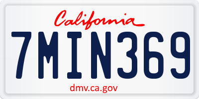 CA license plate 7MIN369