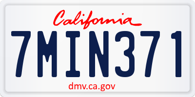 CA license plate 7MIN371