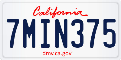 CA license plate 7MIN375