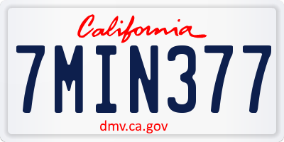 CA license plate 7MIN377