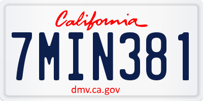 CA license plate 7MIN381