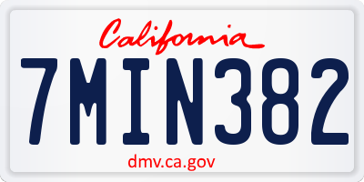 CA license plate 7MIN382