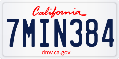 CA license plate 7MIN384
