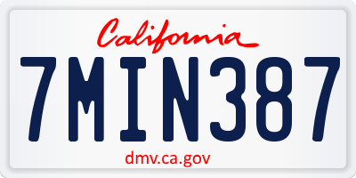 CA license plate 7MIN387