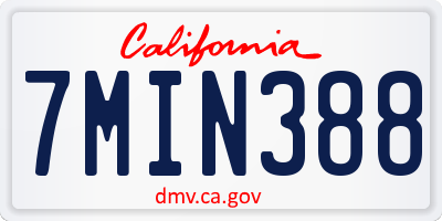CA license plate 7MIN388