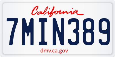 CA license plate 7MIN389