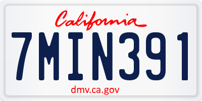 CA license plate 7MIN391