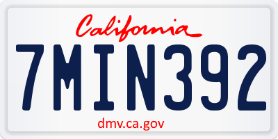 CA license plate 7MIN392