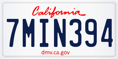 CA license plate 7MIN394
