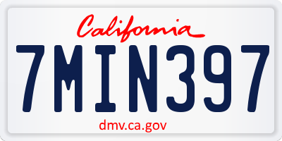 CA license plate 7MIN397