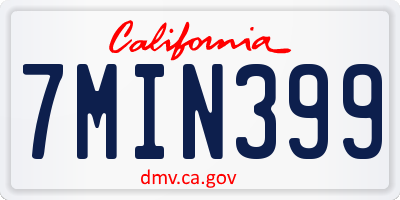 CA license plate 7MIN399