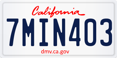 CA license plate 7MIN403