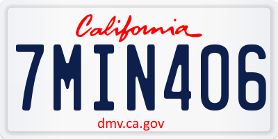 CA license plate 7MIN406