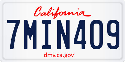 CA license plate 7MIN409