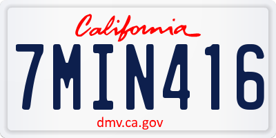 CA license plate 7MIN416