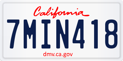 CA license plate 7MIN418