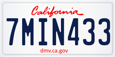 CA license plate 7MIN433