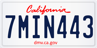 CA license plate 7MIN443