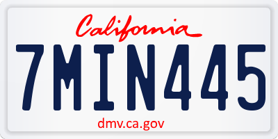 CA license plate 7MIN445