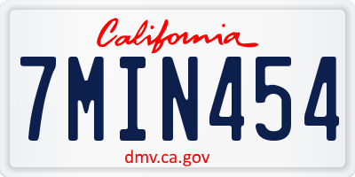 CA license plate 7MIN454