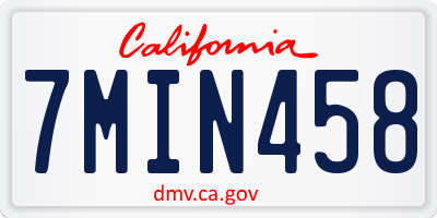 CA license plate 7MIN458