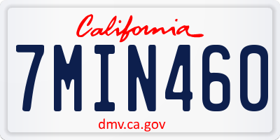 CA license plate 7MIN460