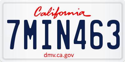 CA license plate 7MIN463