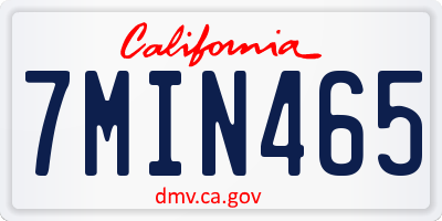 CA license plate 7MIN465