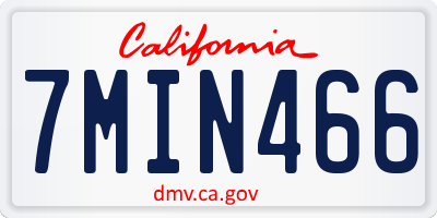 CA license plate 7MIN466