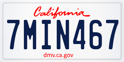 CA license plate 7MIN467