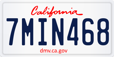 CA license plate 7MIN468