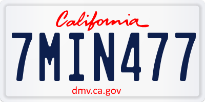CA license plate 7MIN477