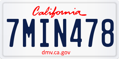 CA license plate 7MIN478