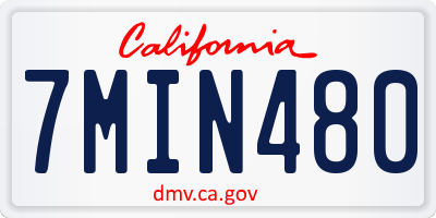 CA license plate 7MIN480