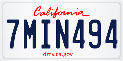 CA license plate 7MIN494