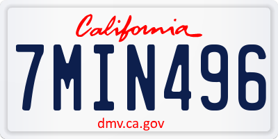 CA license plate 7MIN496