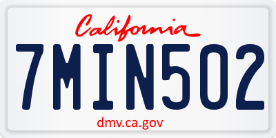 CA license plate 7MIN502
