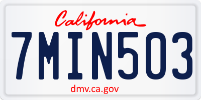 CA license plate 7MIN503