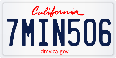 CA license plate 7MIN506
