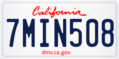 CA license plate 7MIN508