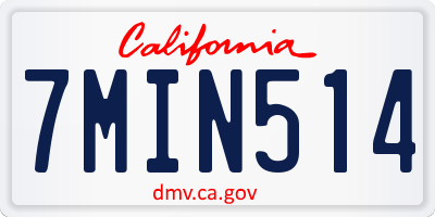 CA license plate 7MIN514