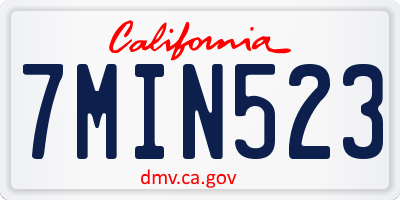 CA license plate 7MIN523