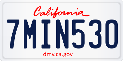 CA license plate 7MIN530