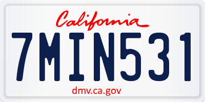CA license plate 7MIN531