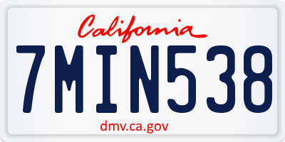 CA license plate 7MIN538