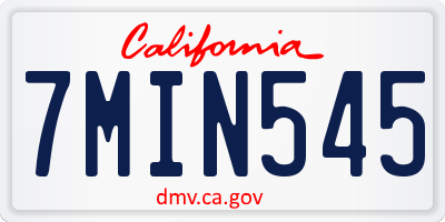 CA license plate 7MIN545