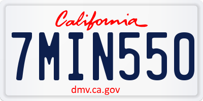 CA license plate 7MIN550
