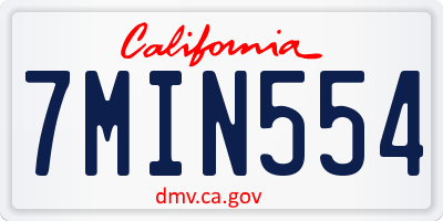 CA license plate 7MIN554