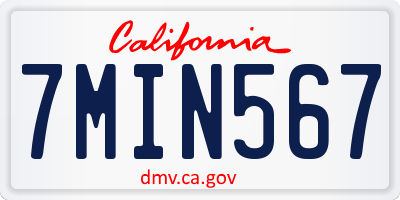 CA license plate 7MIN567